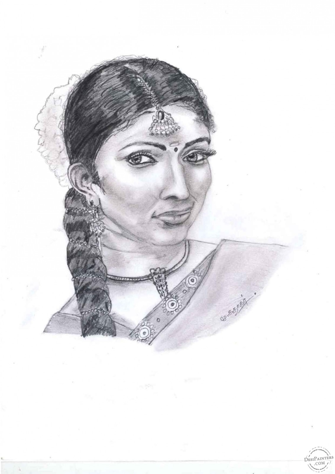 Indian Women Pencil Sketch | DesiPainters.com