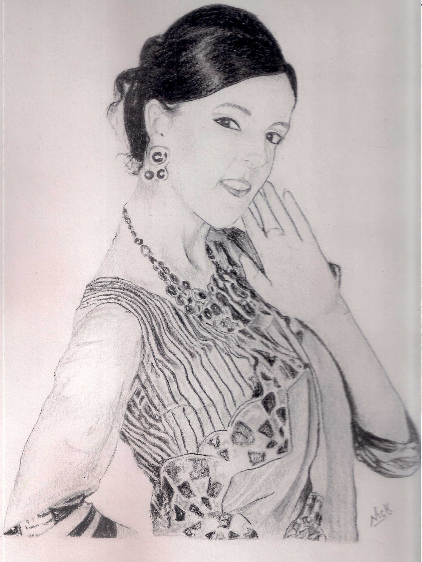 Pencil Sketch Of A Lady | DesiPainters.com