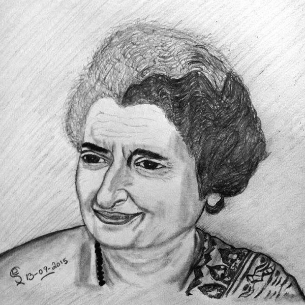 Pencil Sketch Of Indira Gandhi | DesiPainters.com