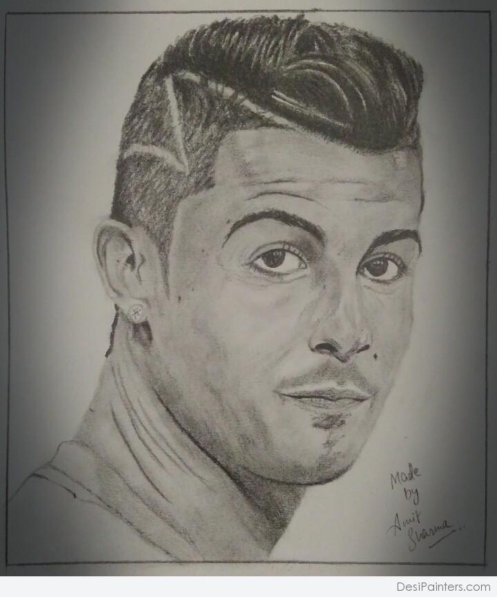 Pencil Sketch of Cristiano Ronaldo - DesiPainters.com