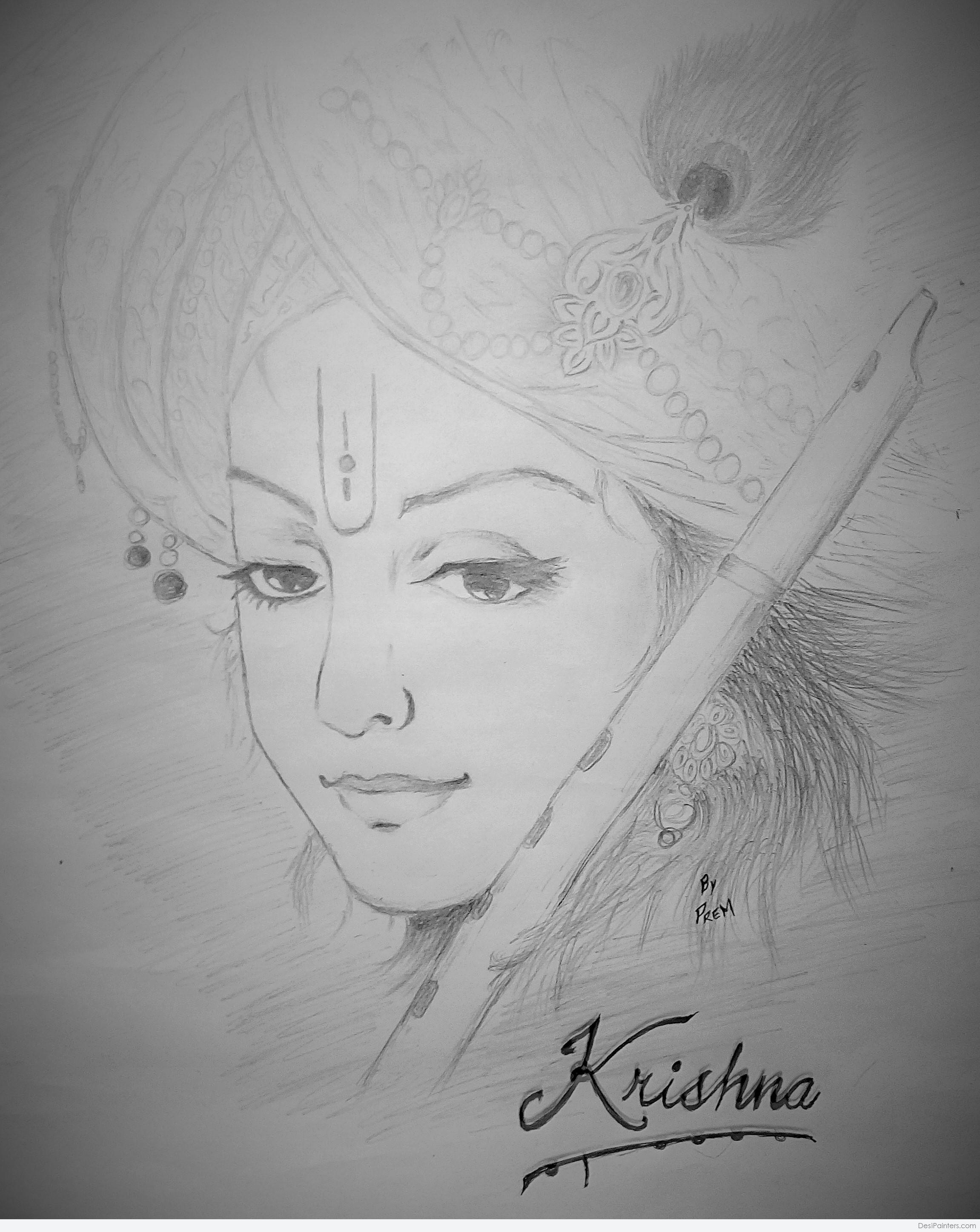 Pencil Sketch Lord Krishna pencildrawing2019