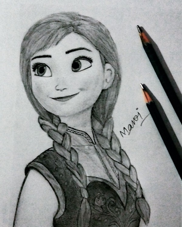 Pencil Sketch Of Cartoon Character Rapunzel | DesiPainters.com