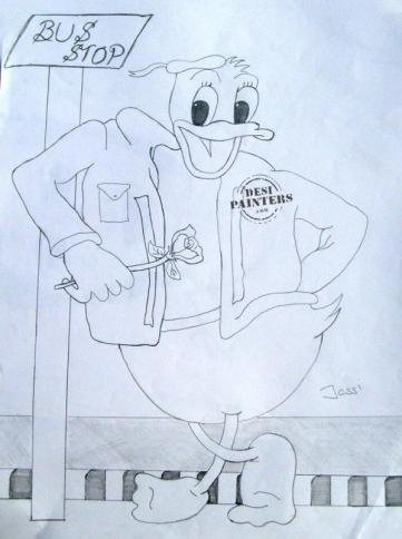 Donald Duck At Bus Stop - DesiPainters.com