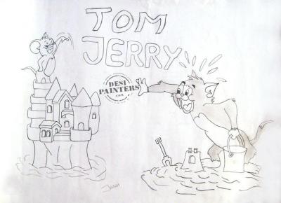 Tom and Jerry Sketch - DesiPainters.com