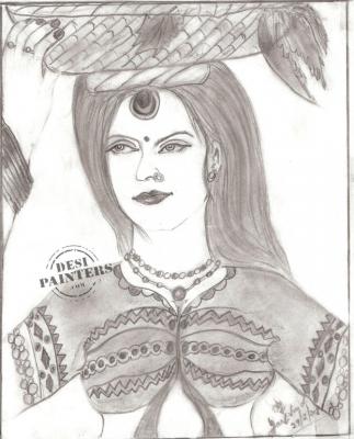 Sketch of an Indian Woman - DesiPainters.com