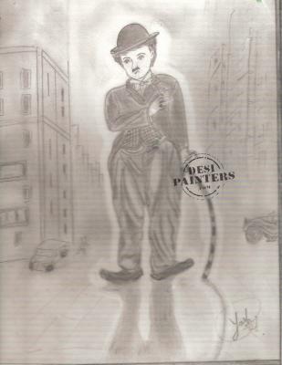 Pencil Sketch of Charlie Chaplin - DesiPainters.com