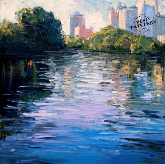 Late afternoon in Piedmont Park Atlanta - DesiPainters.com