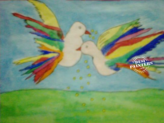 Rainbow birds - DesiPainters.com