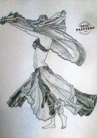 Belly Dancer Sketch - DesiPainters.com