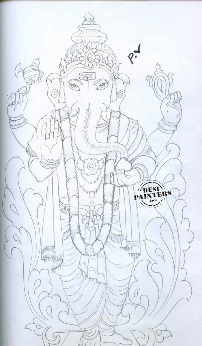 best sketch of ganesha - Clip Art Library