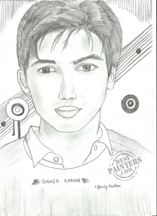 Pencil Sketch of Shahid Kapoor - DesiPainters.com