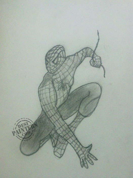 Pencil Sketch of Spiderman - DesiPainters.com