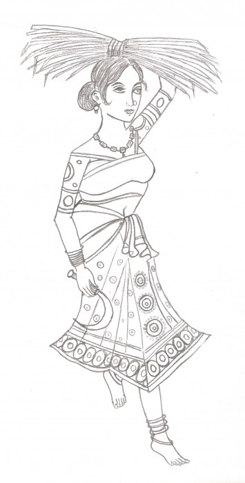 Sketch of Village Girl - DesiPainters.com