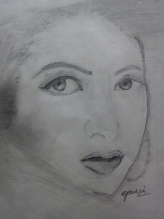 pencil sketch of karishma kapoor