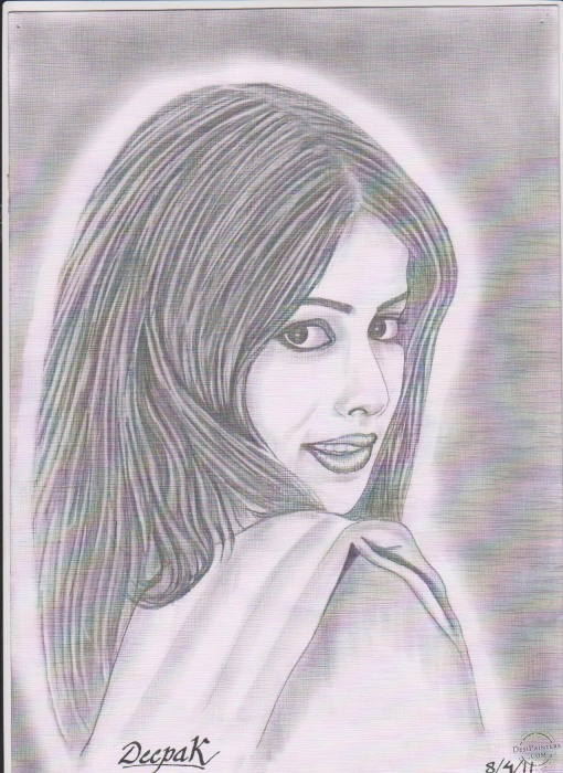 Genelia D’Souza Pencil Sketch - DesiPainters.com