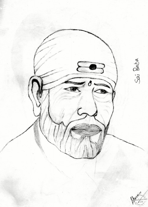 Sai Baba Pencil Sketch - DesiPainters.com