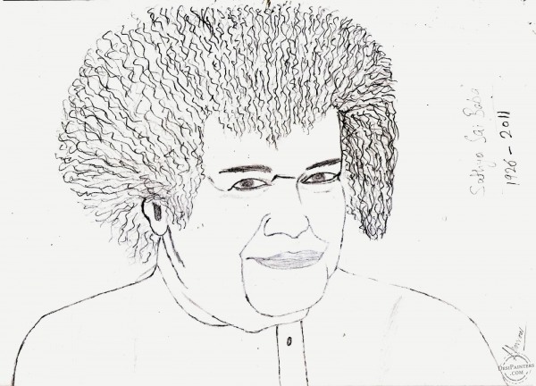Sathya Sai Baba Pencil Sketch - DesiPainters.com