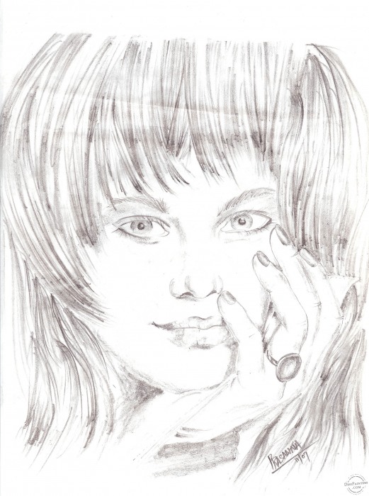 Hot Girl Pencil Sketch - DesiPainters.com