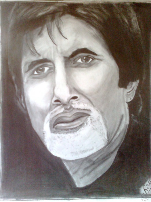 Pencil Sketch of Amitabh Bachchan - DesiPainters.com