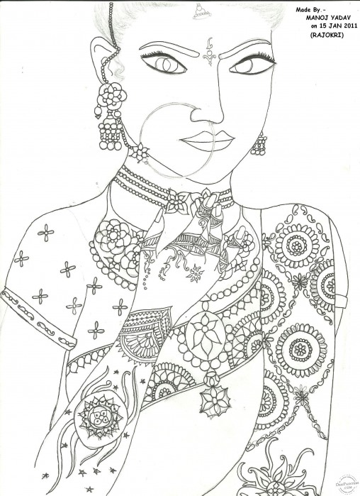 Indian Bride Pencil Sketch - DesiPainters.com