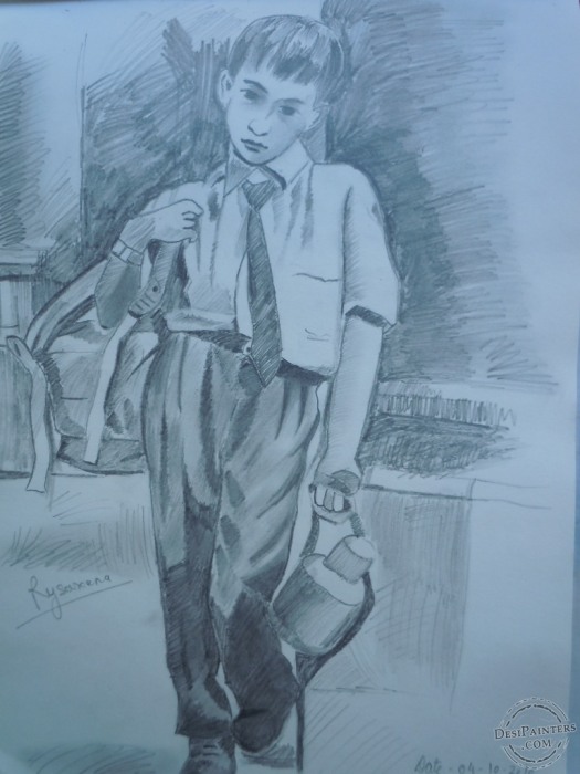 Cute Boy Pencil Sketch - DesiPainters.com