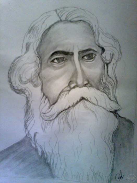 Pencil Sketch Of Ravindranath Tagore - DesiPainters.com