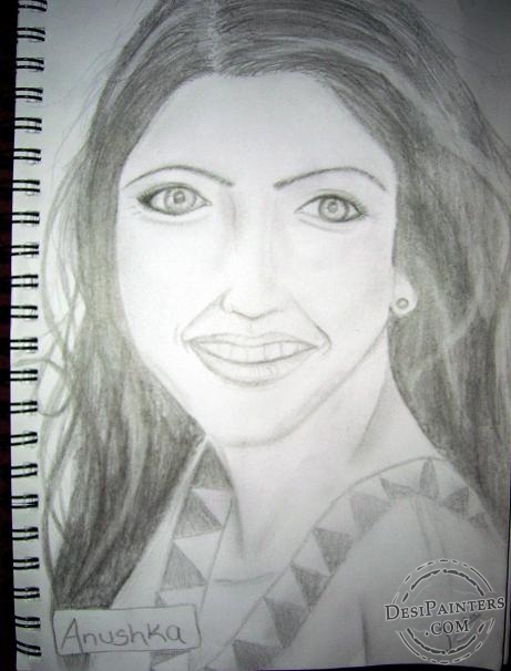 Pencil Sketch of Anushka Sharma - DesiPainters.com