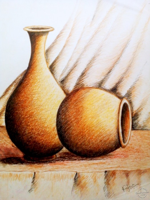 Sketch Of The Pots (Still Life Art) - DesiPainters.com