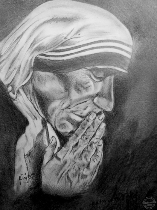 Pencil Sketch Of Mother Teresa - DesiPainters.com