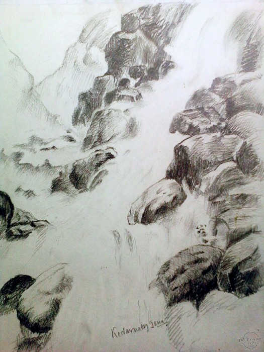 Sketch Of Waterfall - DesiPainters.com
