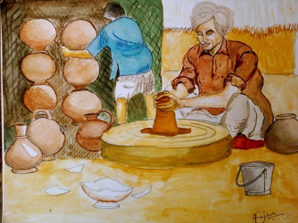 Painting of Pot Makers - DesiPainters.com
