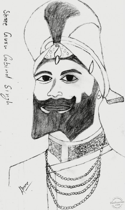 Pencil Sketch – Shri Guru Gobind Singh Ji - DesiPainters.com