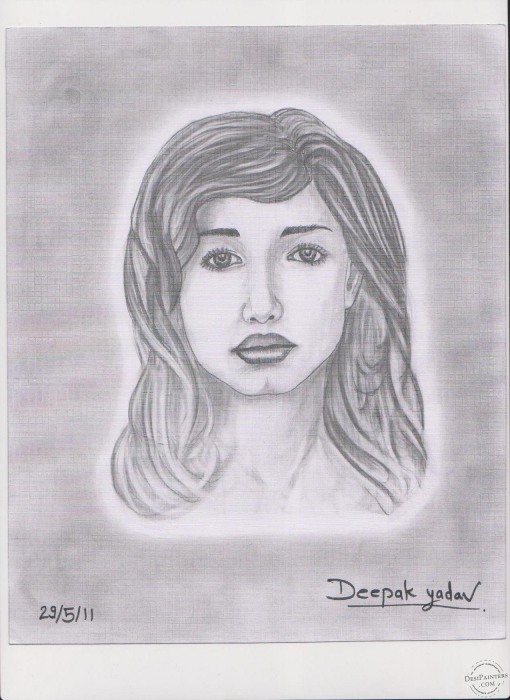 Sweet Girl Sketch by Deepak - DesiPainters.com