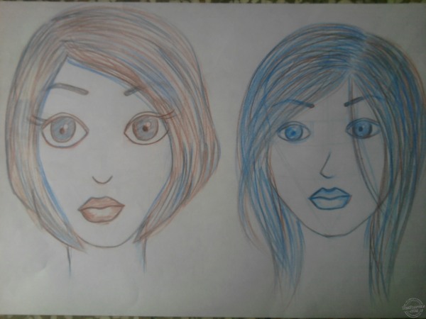 Pencil Sketch of Sweet sisters