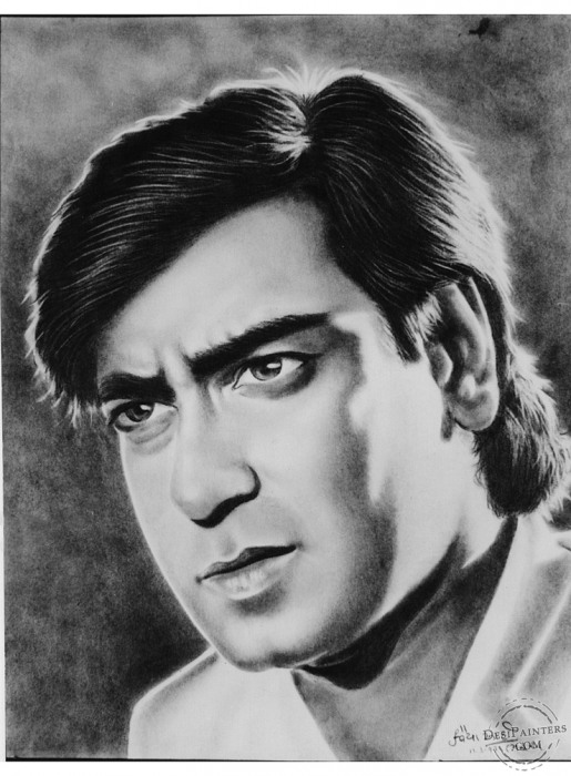 ajay devgan in charcoal pencil