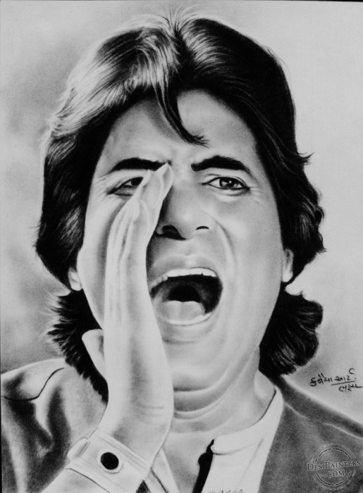 Amitabh Sketch – Made By Charcoal - DesiPainters.com