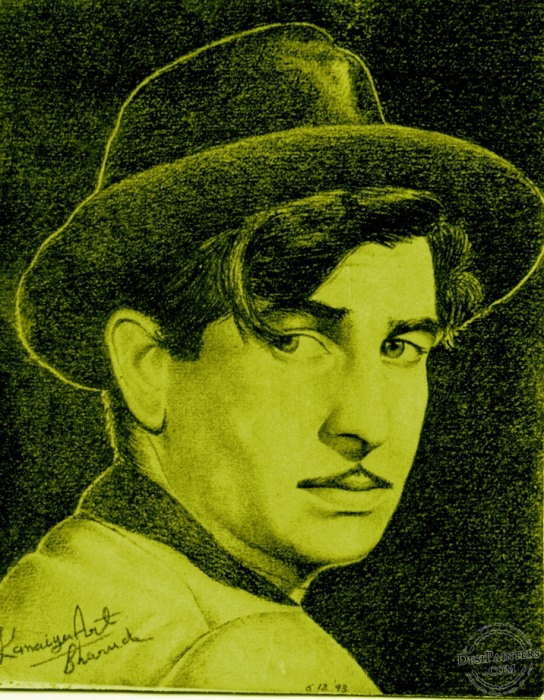 Raj Kapoor in glass marking pencil - DesiPainters.com