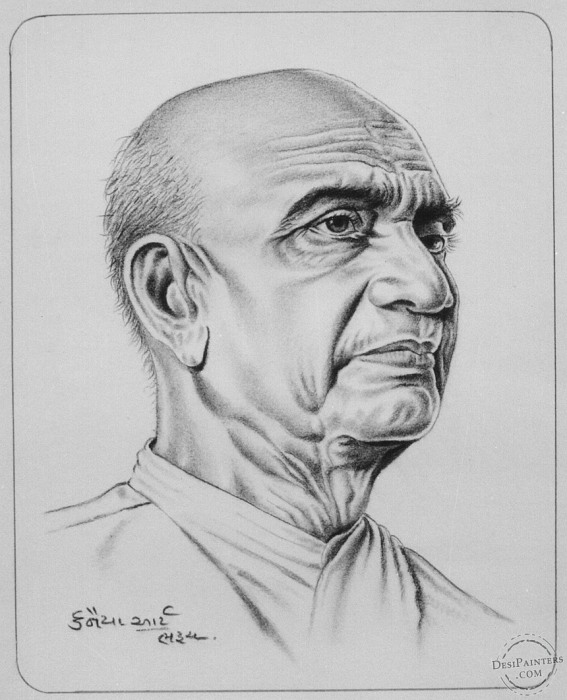 Pencil Sketch of Sardar Patel - DesiPainters.com