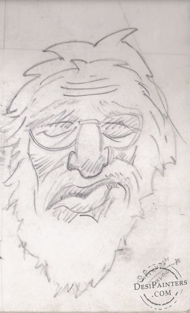 M.F. Hussain Pencil Sketch - DesiPainters.com