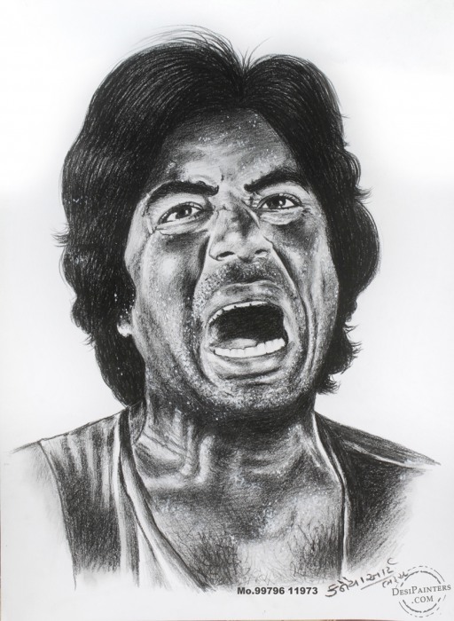 Amitabh Bachchan Pencil Sketch - DesiPainters.com