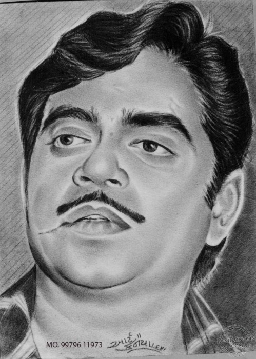 Charcoal Sketch of Shatrughan Sinha - DesiPainters.com