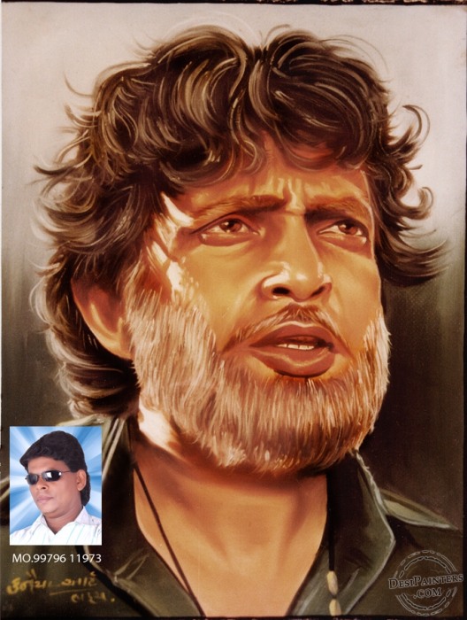 oil color painting of Mithun Chakraborty