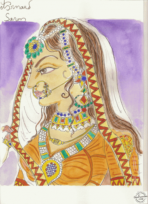 Mughal Lady – Watercolor Painting - DesiPainters.com