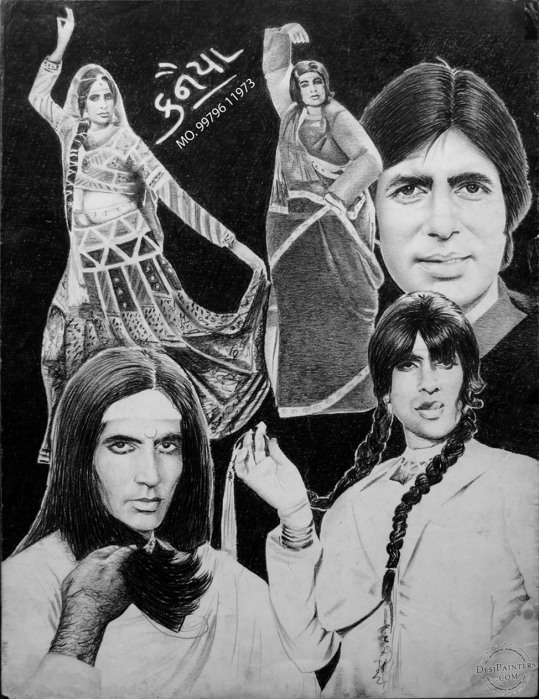 Glass Marking Pencil of Amitabh - DesiPainters.com