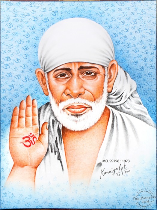 Color Pencil of Sai Baba - DesiPainters.com