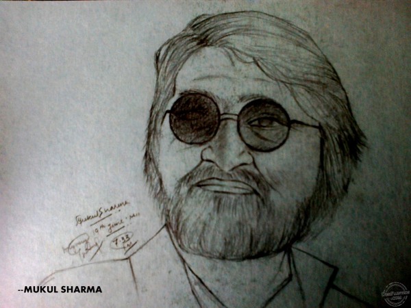 Pencil Sketch of M.F.Hussain - DesiPainters.com
