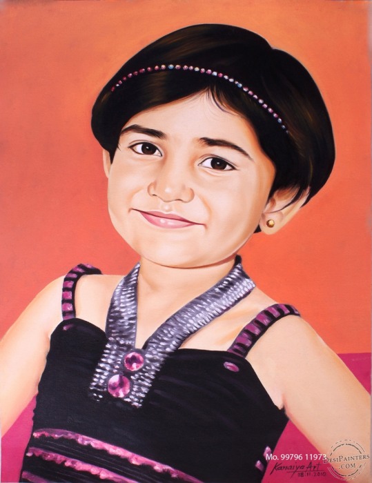 Oil Painting of Small Girl - DesiPainters.com