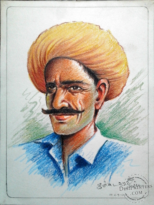 Oil Pastels Color Painting of Man - DesiPainters.com