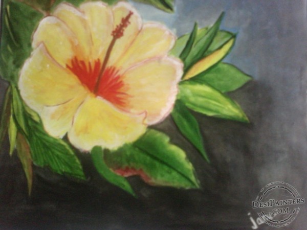 Acryl Painting of Hibiscus - DesiPainters.com