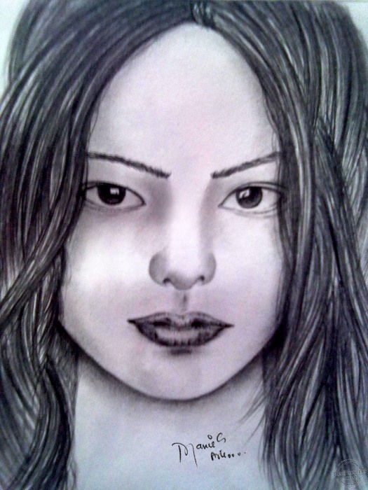 Pencil Sketch of Girl - DesiPainters.com